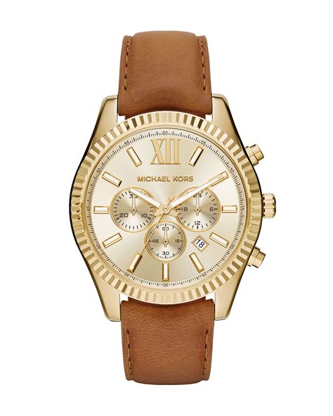 michael kors leather strap watch.